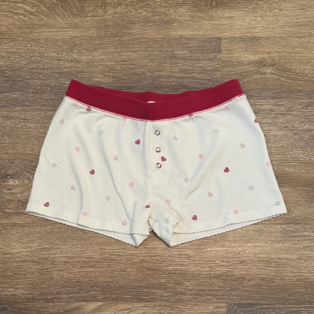 P.J. Salvage Red and White Heart Lounge Shorts